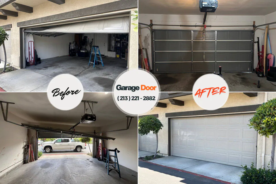 Before and after: garage door repair Walnut Hill, TN